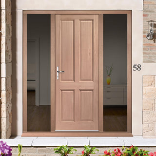 Image: Colonial 4 Panel External Hardwood Door and Frame Set - Two Unglazed Side Screens, From LPD Joinery