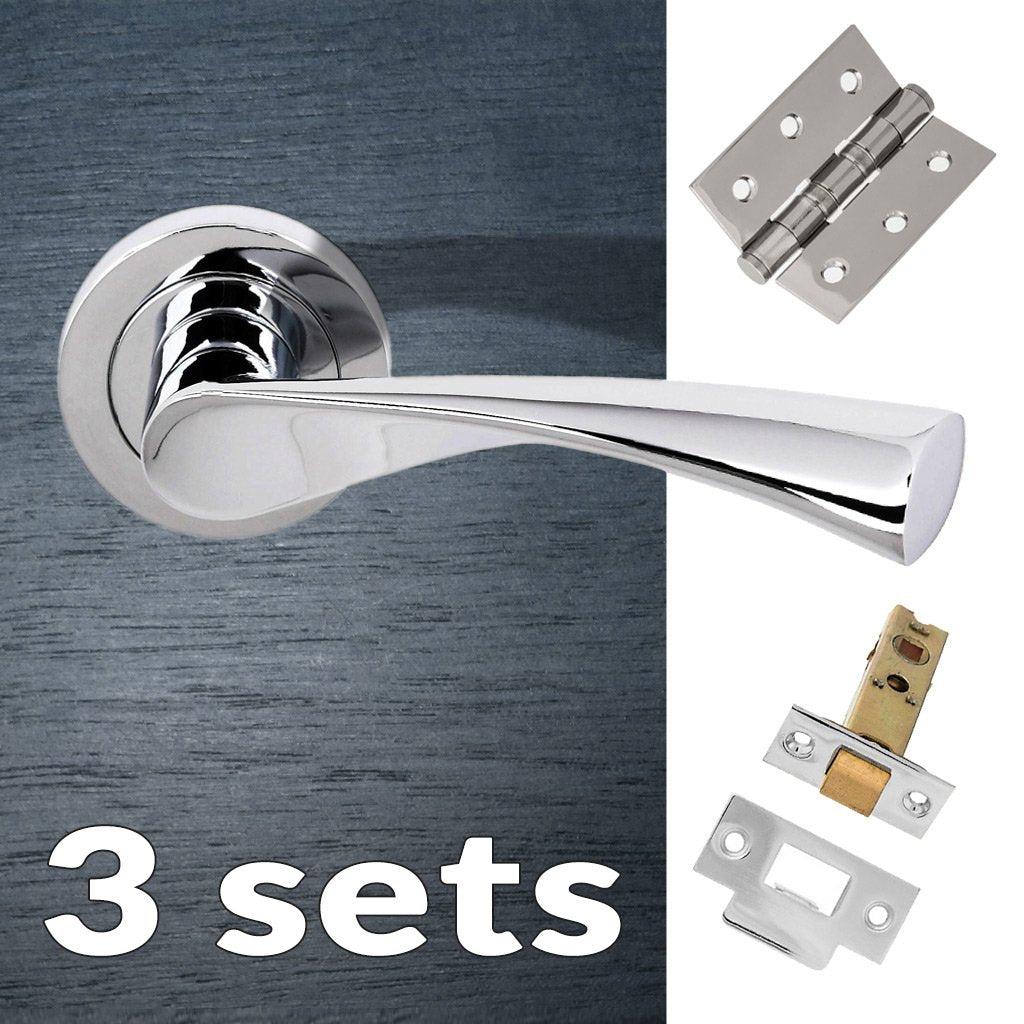 Three Pack Colorado Status Lever on Round Rose - Polished Chrome Handle