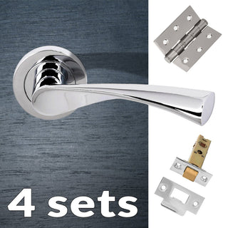 Image: Four Pack Colorado Status Lever on Round Rose - Polished Chrome Handle