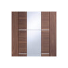 Portici Walnut Door Pair - Aluminium Inlay - Clear Glass - Prefinished