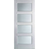 ThruEasi Room Divider - Contemporary 4 Pane Sandblasted Glass - Clear Lines White Primed Door with Single Side