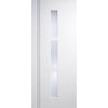 Sierra Blanco Staffetta Twin Telescopic Pocket Doors - Frosted Glass - White Painted