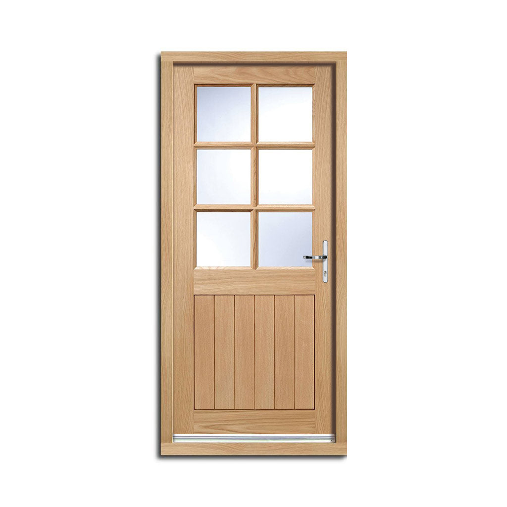 Cottage 4L Exterior Oak Front Door and Frame Set Clear Double Glazin