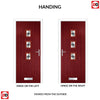 Country Style Aruba 3 Composite Front Door Set with Central Diamond Grey Glass - Shown in Red