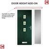 Country Style Aruba 3 Composite Front Door Set with Single Side Screen - Central Laptev Green Glass - Shown in Green