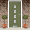 Country Style Aruba 4 Composite Front Door Set with Central Ellie Glass - Shown in Reed Green