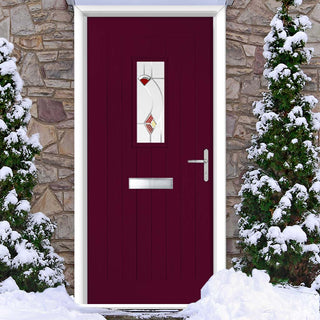 Image: Country Style Catalina 1 Composite Front Door Set with Kupang Red Glass - Shown in Purple Violet