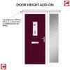 Country Style Catalina 1 Composite Front Door Set with Single Side Screen - Kupang Red Glass - Shown in Purple Violet