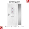 Country Style Catalina 1 Composite Front Door Set with Single Side Screen - Kupang Red Glass - Shown in Purple Violet