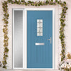 Country Style Catalina 1 Composite Front Door Set with Single Side Screen - Mirage Glass - Shown in Pastel Blue