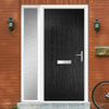 Country Style Composite Solid Door Set with Single Side Screen - Shown in Black