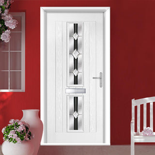 Image: Country Style Debonaire 2 Composite Front Door Set with Central Jet Glass - Shown in White