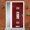 Country Style Firenza 3 Composite Front Door Set with Single Side Screen - Central Whitton Victoria Glass - Shown in Red