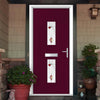 Country Style Seville 2 Composite Front Door Set with Kupang Red Glass - Shown in Purple Violet