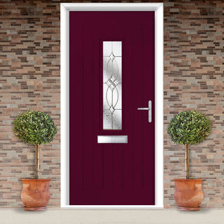 Image: Country Style Tortola 1 Composite Front Door Set with Flair Glass - Shown in Purple Violet