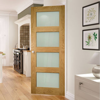Image: Bespoke Coventry Shaker Style Oak Internal Door - Frosted Glass - Unfinished