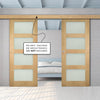 Double Sliding Door & Wall Track - Coventry Oak Door - Frosted Glass - Prefinished