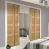 Coventry Shaker Style Oak Veneer Staffetta Quad Telescopic Pocket Doors - Unfinished