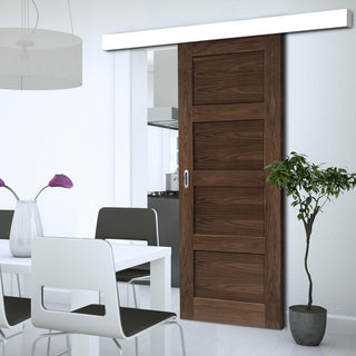 Image: Single Sliding Door & Wall Track - Coventry Prefinished Walnut Shaker Style Door