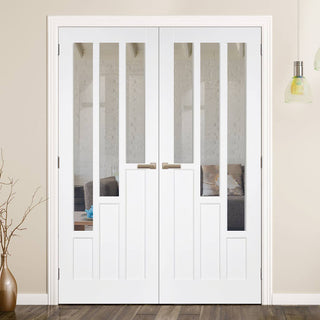 Image: Coventry Door Pair - Clear Glass - White Primed