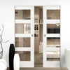 Coventry Shaker Absolute Evokit Double Pocket Doors - Clear Glass - White Primed