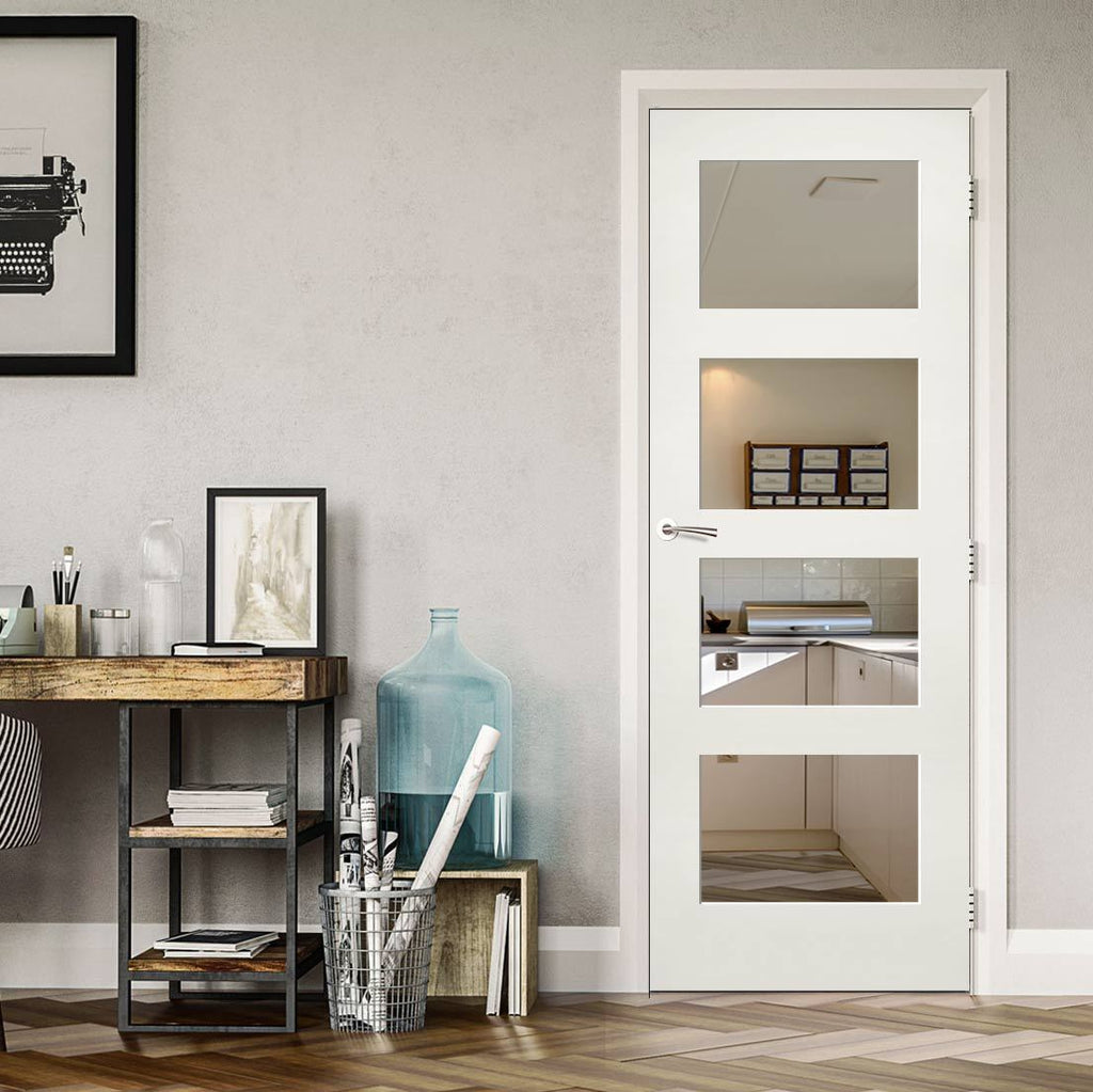 Bespoke Coventry White Primed Shaker Internal Door - Clear Glass