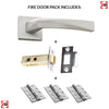 Crystal Forme Designer Fire Lever on Minimal Square Rose - Satin Chrome Handle Pack