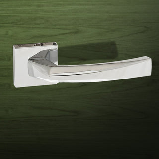 Image: Crystal Forme Designer Lever on Minimal Square Rose - Polished Chrome