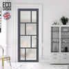 Handmade Eco-Urban Kochi 8 Pane Solid Wood Internal Door UK Made DD6415SG Frosted Glass - Eco-Urban® Stormy Grey Premium Primed