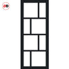 Handmade Eco-Urban Kochi 8 Pane Solid Wood Internal Door UK Made DD6415SG Frosted Glass - Eco-Urban® Shadow Black Premium Primed