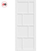 Top Mounted Black Sliding Track & Solid Wood Double Doors - Eco-Urban® Kochi 8 Panel Doors DD6415 - Cloud White Premium Primed