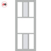 Bespoke Handmade Eco-Urban® Tasmania 7 Pane Double Evokit Pocket Door DD6425G Clear Glass(1 FROSTED PANE) - Colour Options