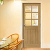 Bespoke Ely Real American Oak Veneer Internal Door - Clear Bevelled Glass - Prefinished