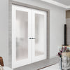 Denver White Primed Shaker Internal Door Pair - Frosted Glass