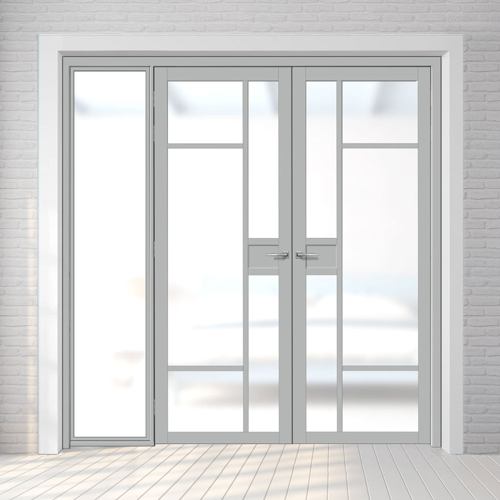 Room Divider - Handmade Eco-Urban® Jura Door Pair DD6431F - Frosted Glass - Premium Primed - Colour & Size Options