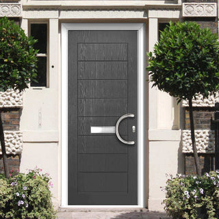 Image: OUTLET - Solid Urban Style Composite Door Set - Slate-Grey - No Damage