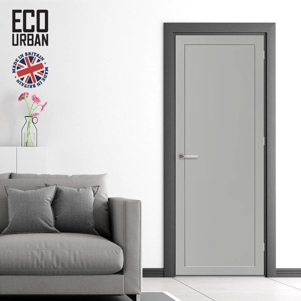 Baltimore 1 Panel Solid Wood Internal Door UK Made DD6301 - Eco-Urban® Mist Grey Premium Primed