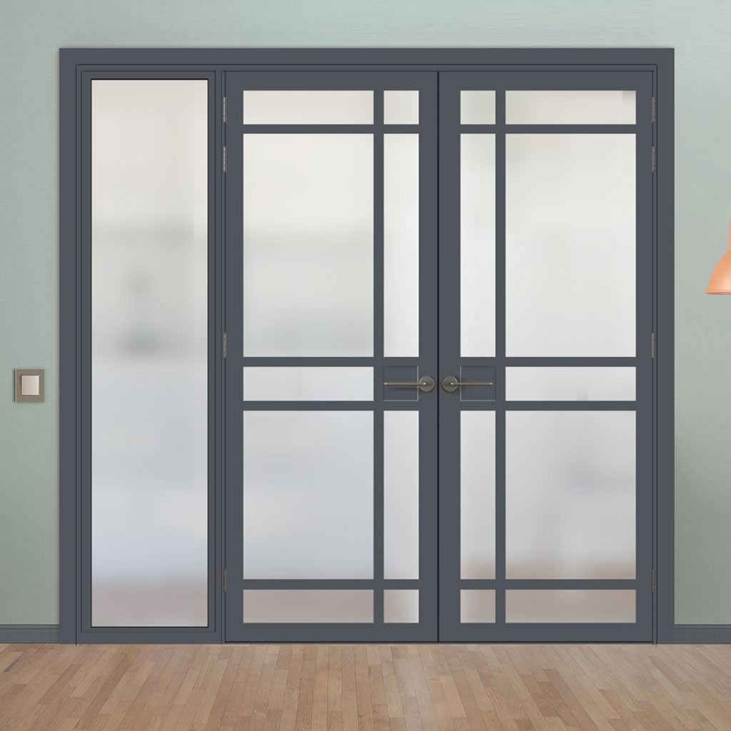 Room Divider - Handmade Eco-Urban® Leith Door Pair DD6316F - Frosted Glass - Premium Primed - Colour & Size Options
