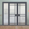 Room Divider - Handmade Eco-Urban® Leith Door Pair DD6316F - Frosted Glass - Premium Primed - Colour & Size Options
