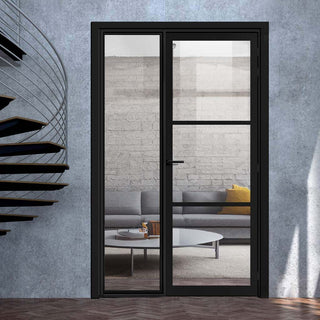 Image: Room Divider - Handmade Eco-Urban® Manchester Door DD6306C - Clear Glass - Premium Primed - Colour & Size Options