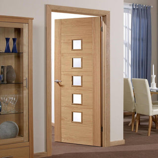 Image: door set kit carini 5 pane oak door clear safe gla