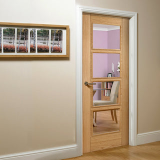 Image: vancouver oak 4l door clear safety glass prefinished 1006 style