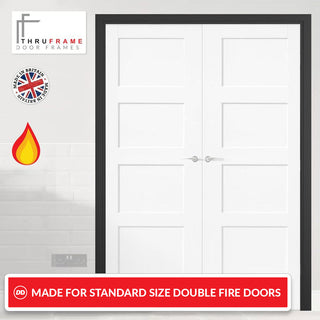 Image: Made to Size Double Interior Black Primed Door Lining Frame - For 30 Minute Fire Doors