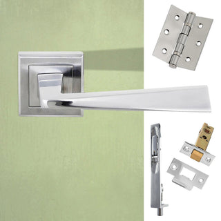 Image: Double Door Pack California Status Lever on Square Rose Satin Chrome Combo Handle & Accessory Pack