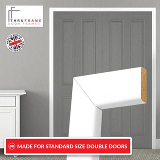 Image: Made to Size Double Interior White Primed Door Lining Frame and Simple Architrave Set