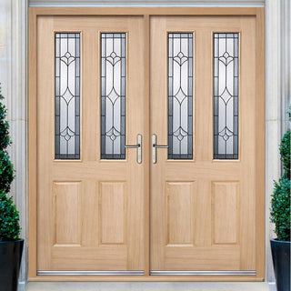 Image: Salisbury External Oak Double Door and Frame Set - Semi Obscure Zinc Double Glazing, From LPD Joinery