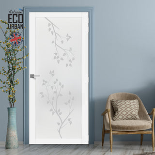 Image: Artisan Solid Wood Internal Door - Birch Tree 6mm Obscure Glass - Obscure Printed Design - Eco-Urban® 6 Premium Primed Colour Choices