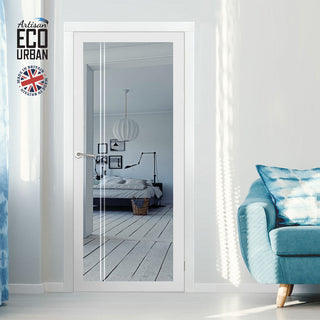 Image: Artisan Solid Wood Internal Door - Gogar 6mm Clear Glass - Obscure Printed Design - Eco-Urban® 6 Premium Primed Colour Choices