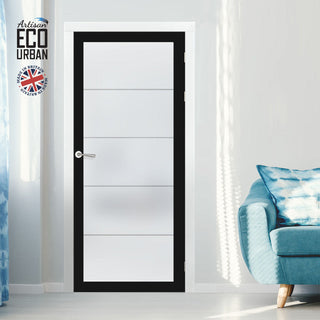 Image: Artisan Solid Wood Internal Door - Gullane 6mm Obscure Glass - Obscure Printed Design - Eco-Urban® 6 Premium Primed Colour Choices