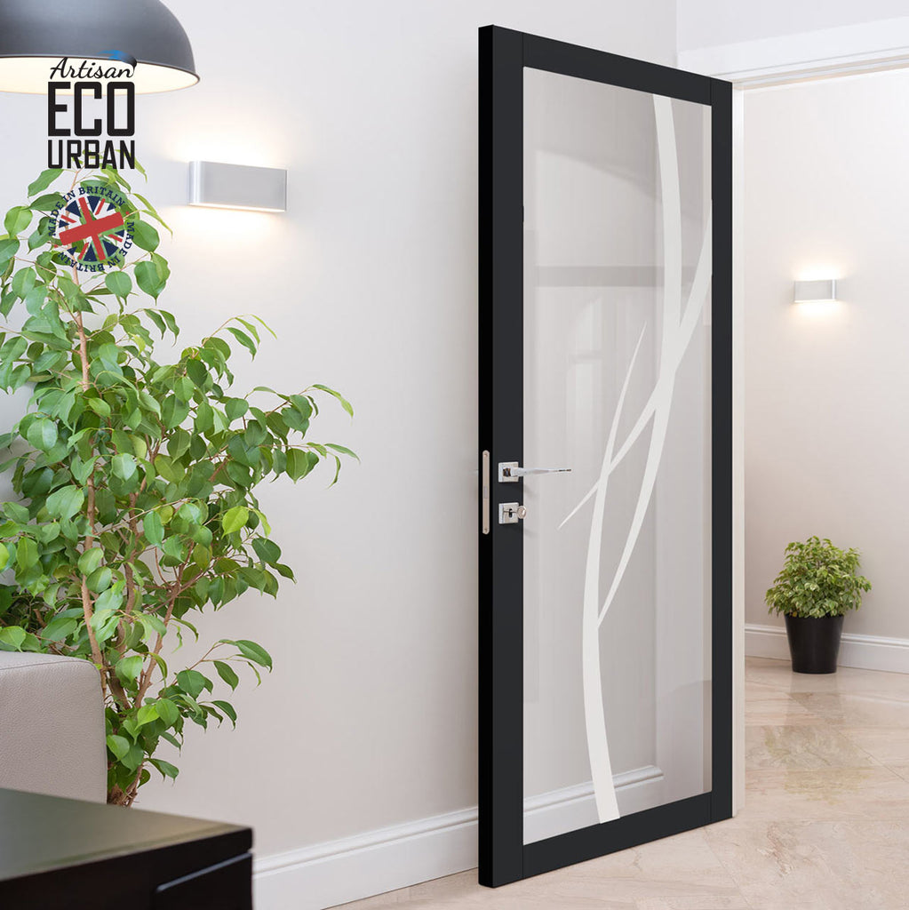 Artisan Solid Wood Internal Door - Stenton 6mm Clear Glass - Obscure Printed Design - Eco-Urban® 6 Premium Primed Colour Choices